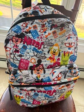 Disney Parks Brand… NWOT Cartoon Nerds Print Backpack - Multicolor